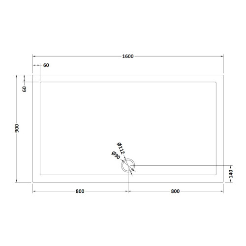 Balterley 1600mm x 900mm Premium Rectangular Shower Tray - Slate Grey 1