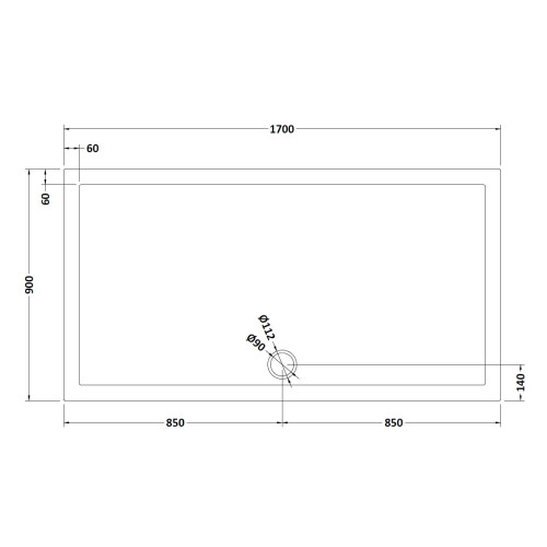 Balterley 1700mm x 900mm Premium Rectangular Shower Tray - Slate Grey 1
