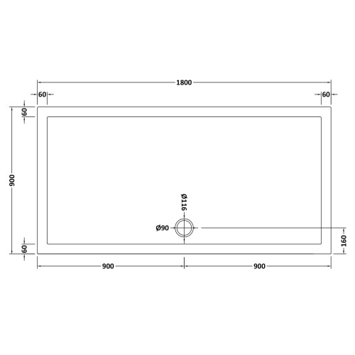 Balterley 1800mm x 900mm Premium Rectangular Shower Tray - Slate Grey 1