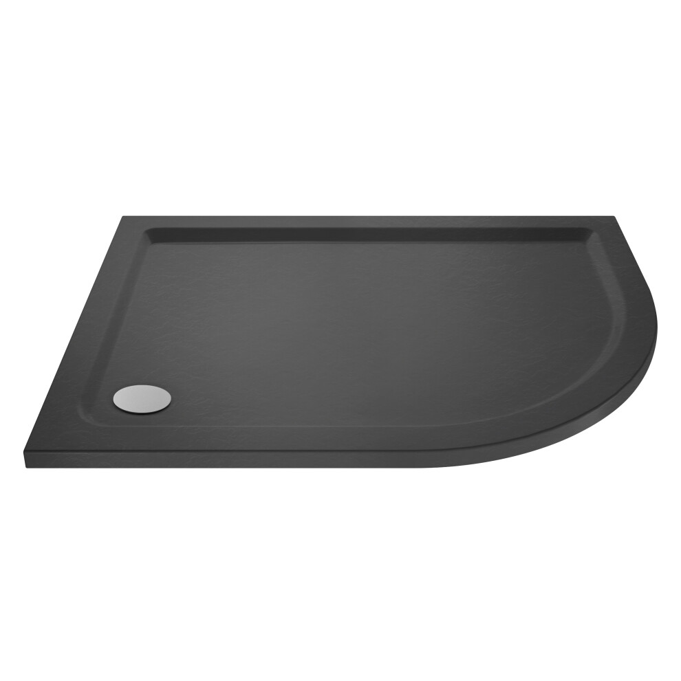 900mm x 760mm Premium Shower Tray - Right Hand Offset Quadrant - Slate Grey