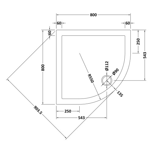 Balterley 800mm Premium Quadrant Shower Tray - Slate Grey 1