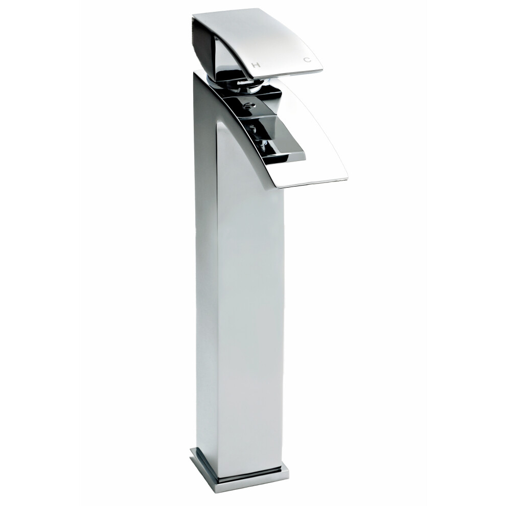 Square Tall Mono Basin Mixer Tap Chrome