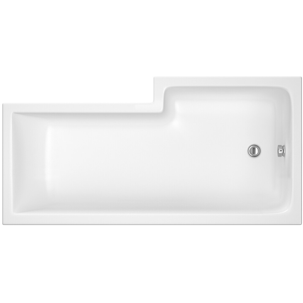 1600mm - L Shape Left Hand Contemporary Square Shower Bath Tub with Leg Set