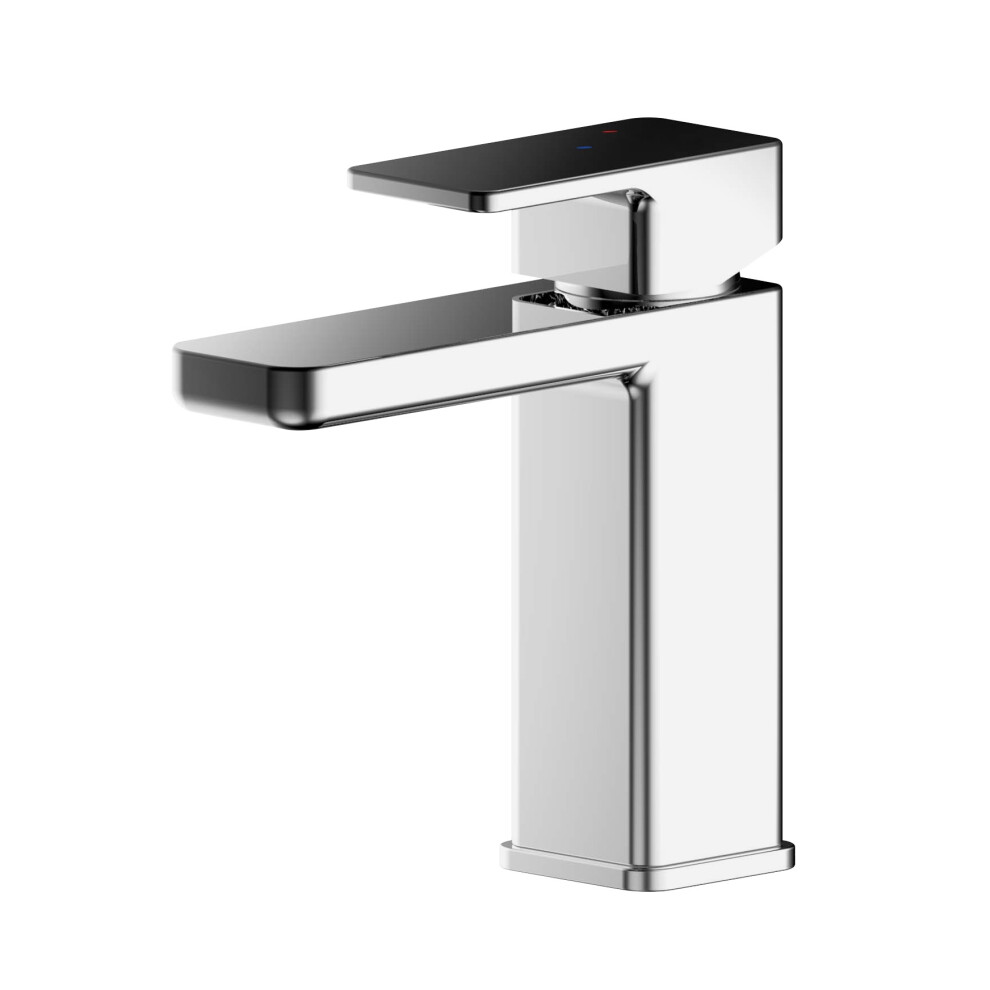 Square Eco Mono Basin Mixer Tap & Push Button Waste - Chrome