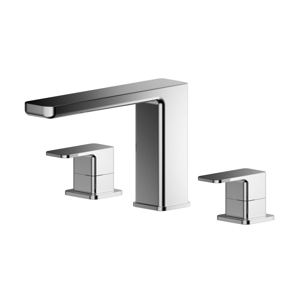 Square Deck Mounted 3 Tap Hole Bath Filler Tap - Chrome