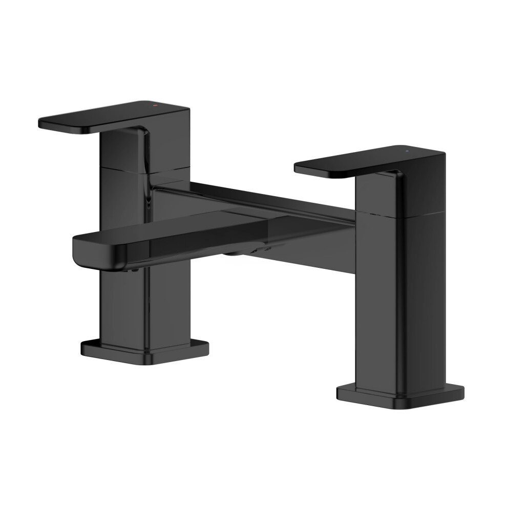 Square Deck Mounted Bath Filler Tap - Matt Black