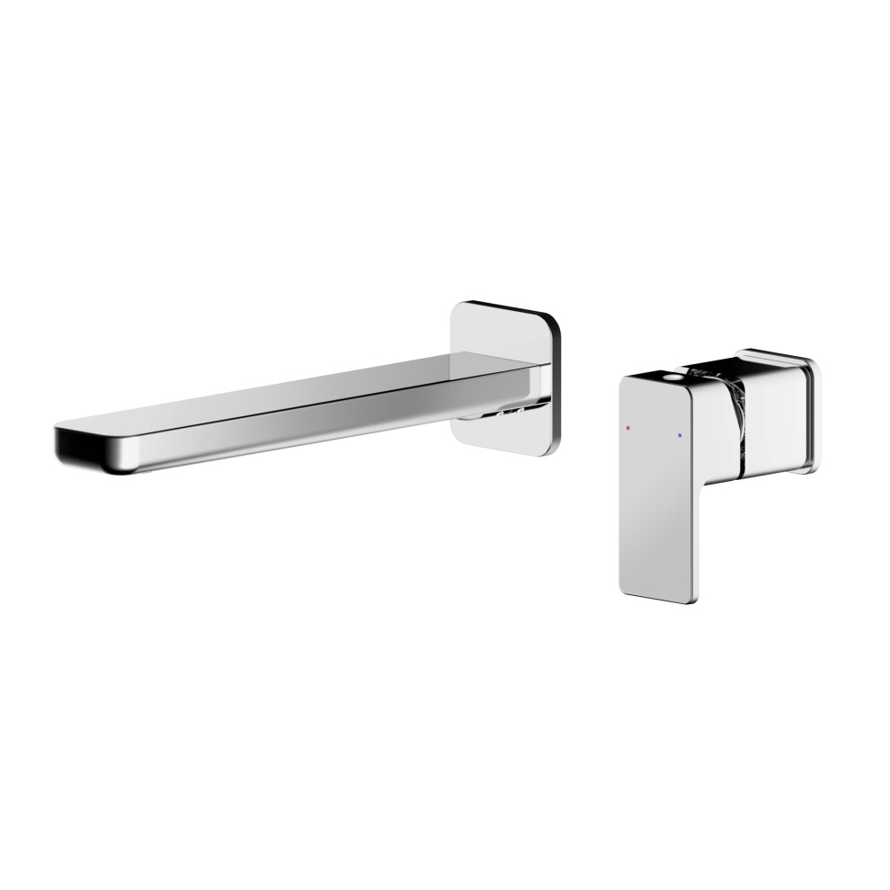 Square Wall Mount 2 Tap Hole Basin Mixer Tap Chrome