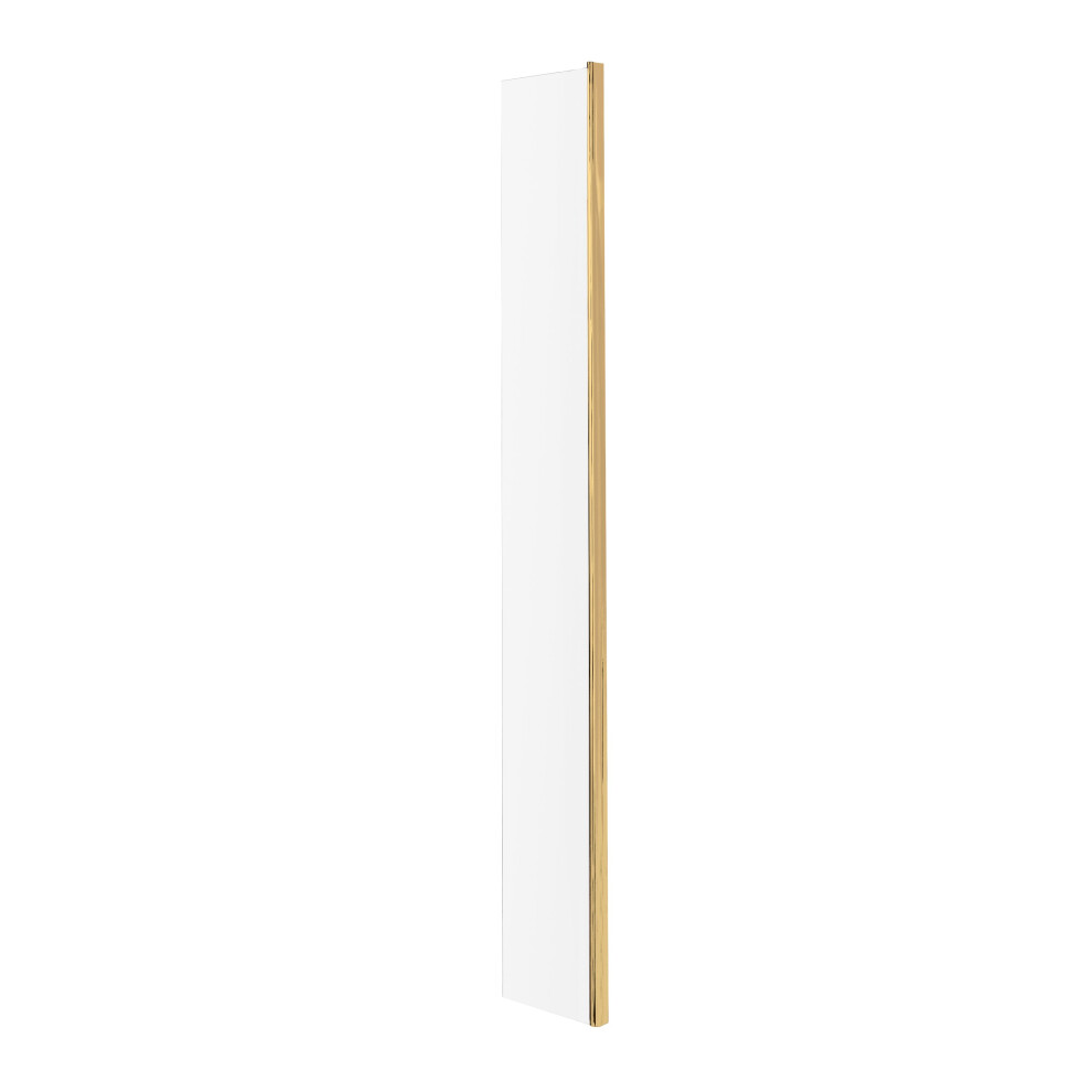Wetroom 8Mm Toughened Safety Glass Return Screen - 215Mm X 1850Mm - Brushed Brass 5056462698052