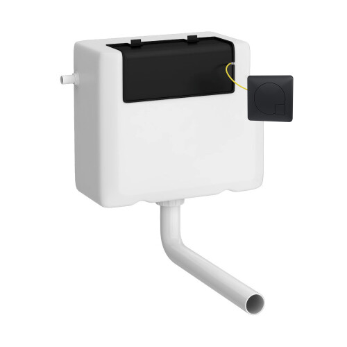 Balterley Universal Water Saving Dual Flush Side Inlet & Square Flush Plate - Matt Black/White