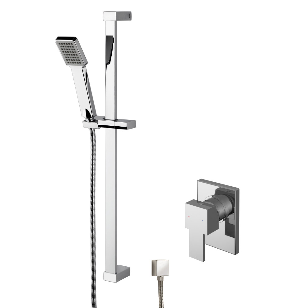 Ripple Concealed Square Manual Valve & Slide Rail Kit Shower Bundle Set - Chrome - Balterley