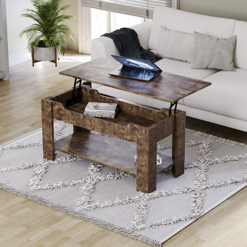 (Dark Wood) Vida Designs Home Living Room Lift Up Coffee Table