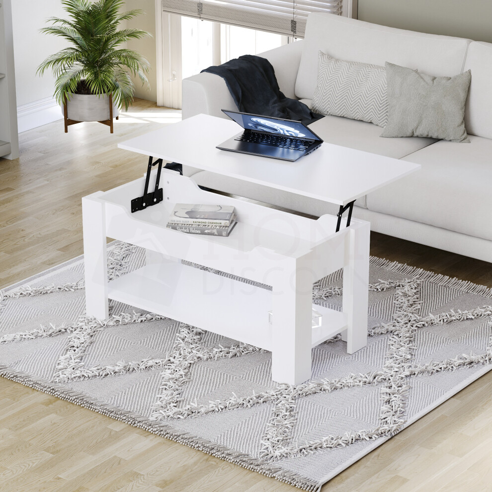 (White) Vida Designs Home Living Room Lift Up Coffee Table