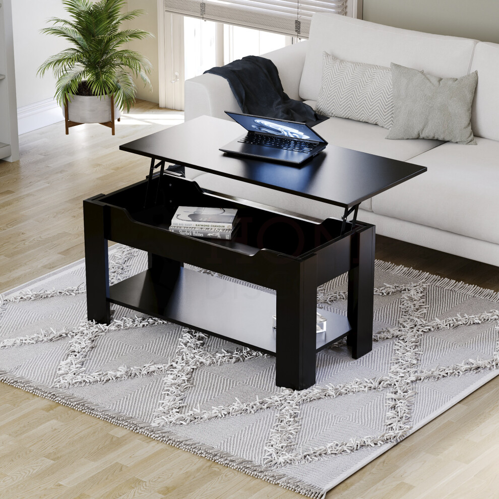 (Black) Vida Designs Home Living Room Lift Up Coffee Table