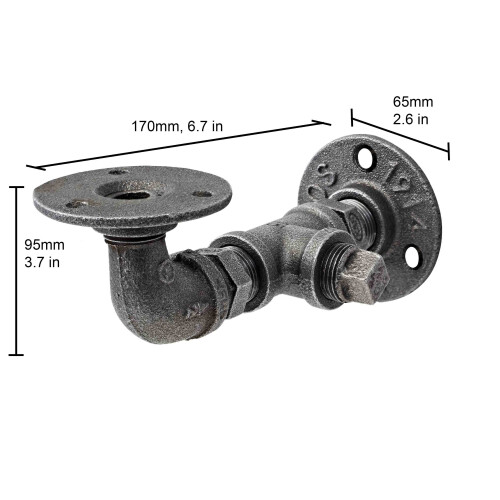 VERY THICK AND STURDY PIPE Metal Shelf Bracket -170x95mm  (PAIR) 2
