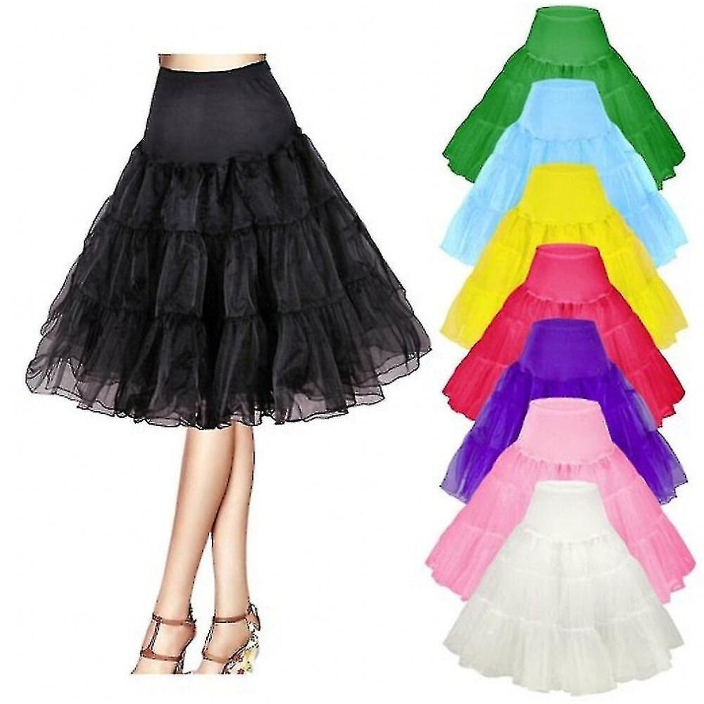 (Black, L-XXL 16-22) 26" Retro Underskirt/50s Swing Vintage Petticoat/rockabilly Tutu/fancy Net Skirt