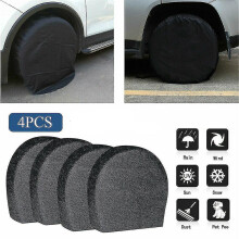 (Black, S) 4 Pack Waterproof Tire Cover Spare Tyre Wheel Rv Trailer Camper Anti-corrosion Tyre Protector#d403402