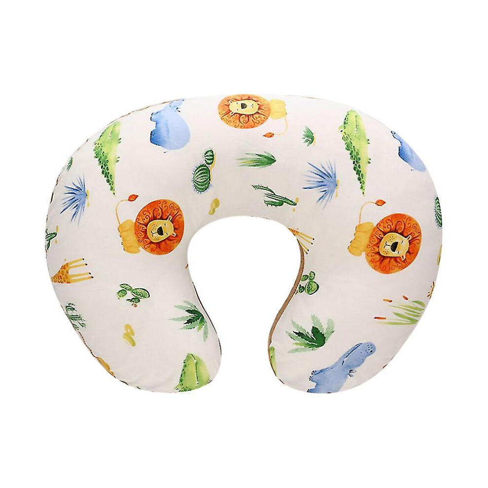 (Lion with white background) Nursing Pillow And Locator, Pink Floral Stripe, Cotton Blend Fabric, All In Fashion