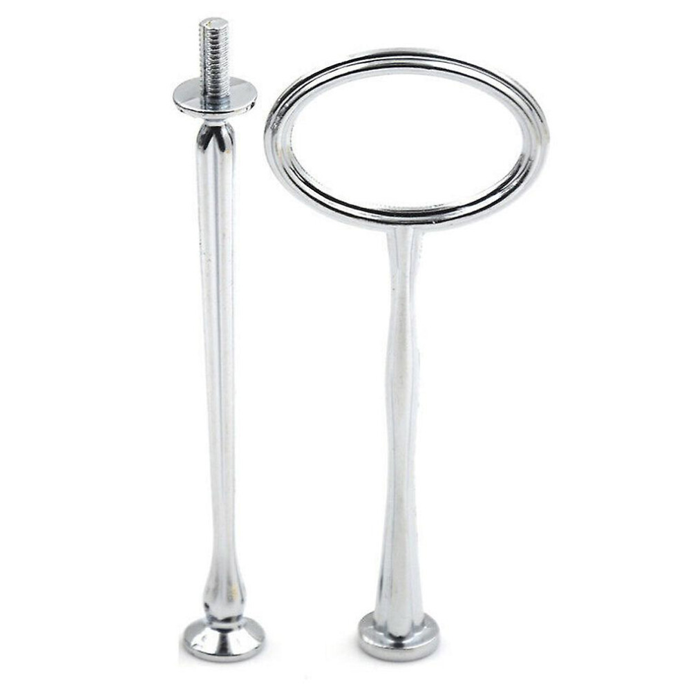(Silver, 2 Tier) 2/3 Tiers Cake Rod Plate Stand Handle Fitting Hardware Wedding Party Supplies