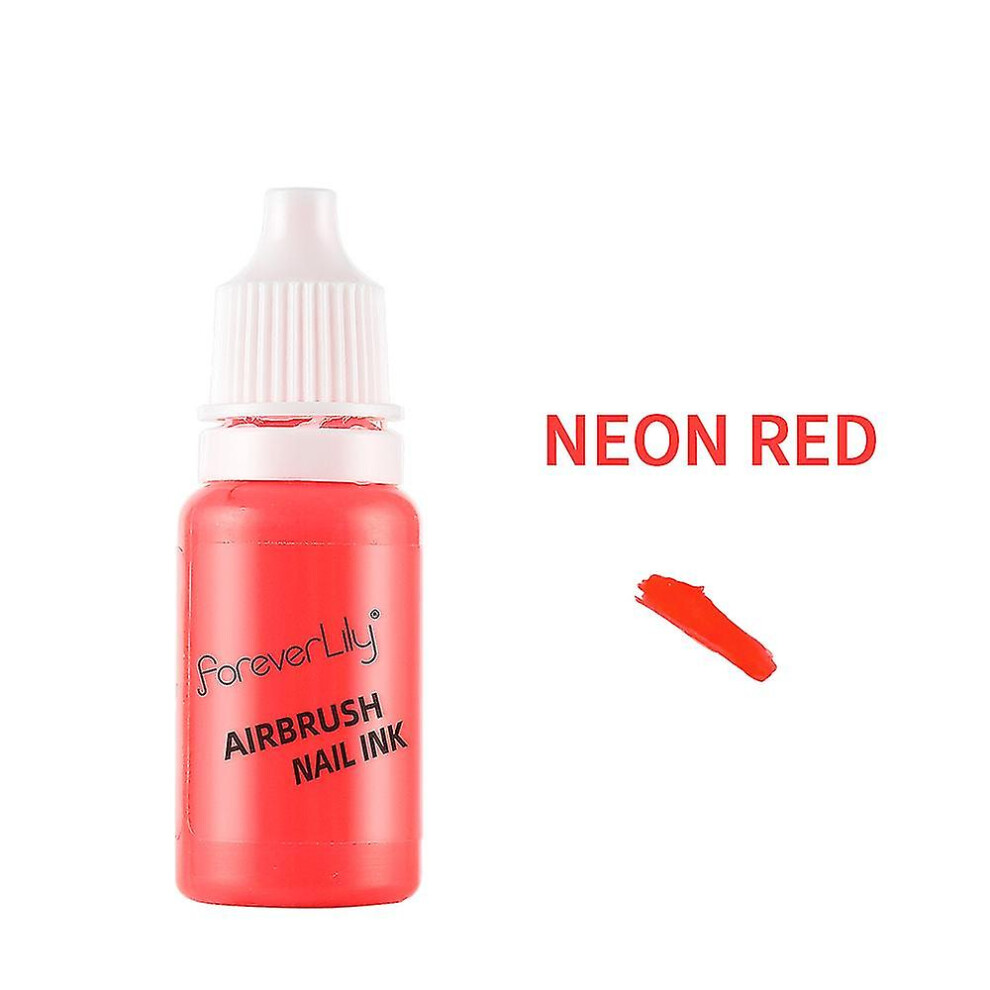 (Red) 12 Colors 10ml Airbrush Nail Ink For Airbrush Spray Nail Polish Art Painting Use Pigment Inks Airbrushing Kit Manicure Tool