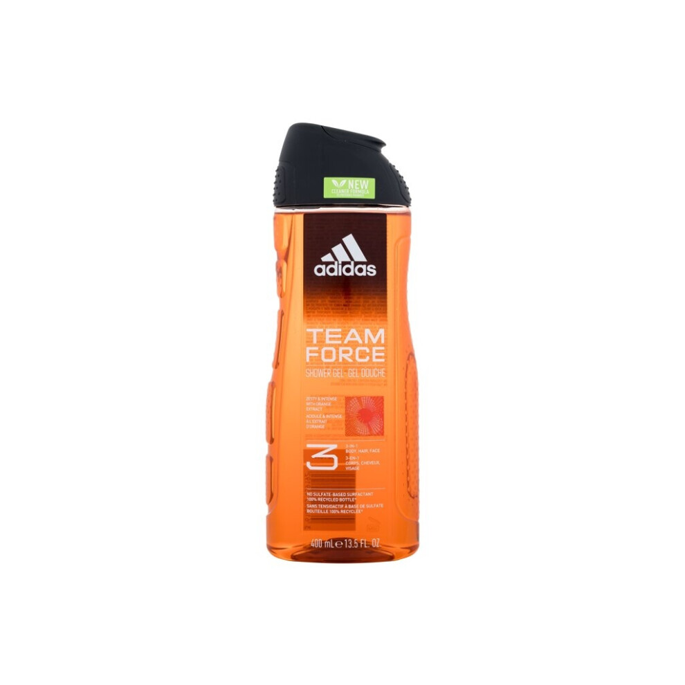 Adidas - Team Force Shower Gel 3-In-1 New Cleaner Formula - For Men, 400 ml