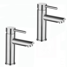 (2 Pcs) Modern Bathroom Tap Basin Sink Mono Mixer Taps