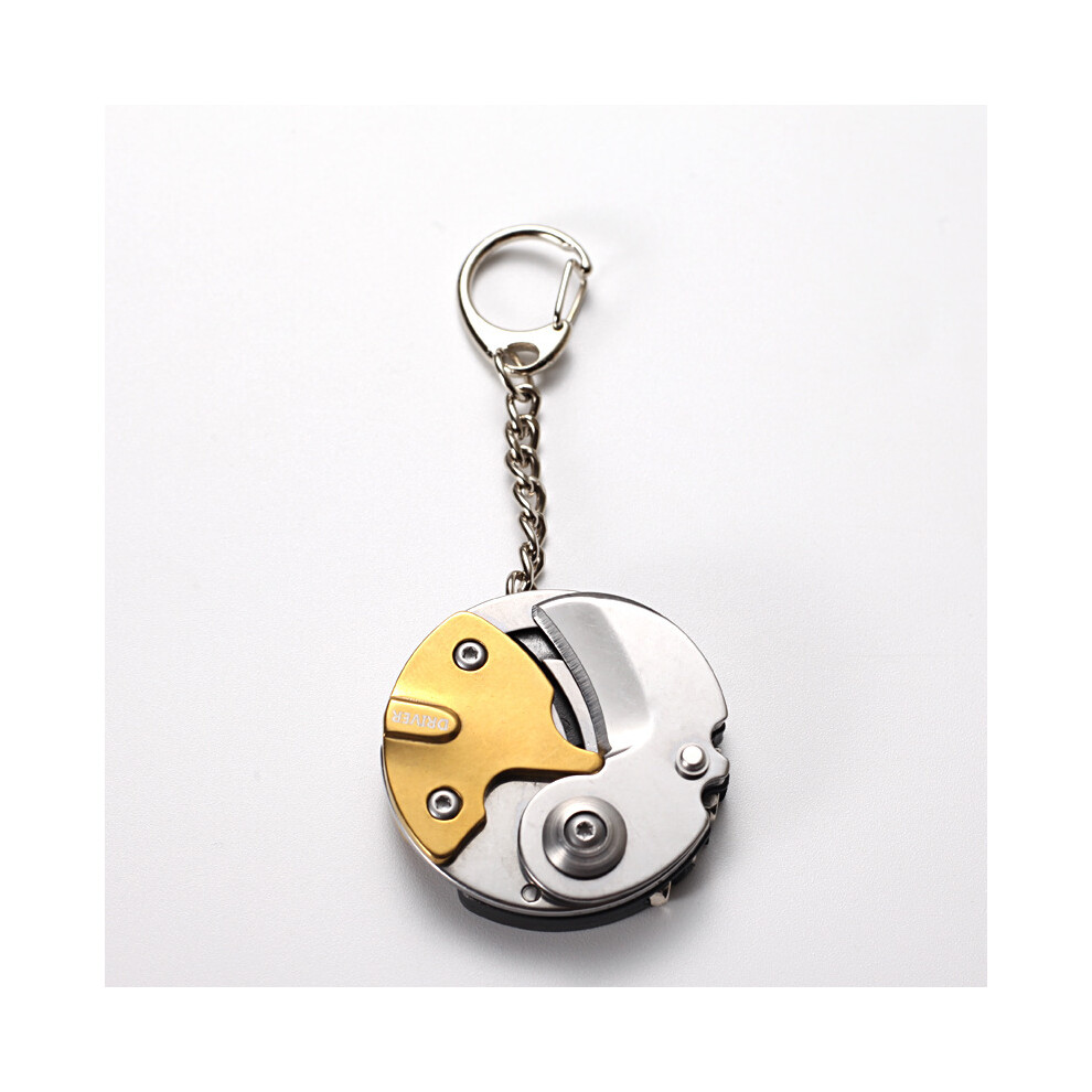 (Gold) Multifunction Coin Knife Keychain Carry Around Outdoor Edc Gadgets Mini Pocket Screwdriver Key Gadget Key Ring Pendant Key Chain Gold