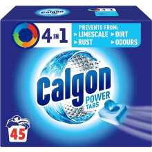 Calgon 4-in-1 Washing Machine Cleaner and Water Softener Tablets, Removes Limescale & Odours,Units: 45 Tablets, Size: L Pack (Packaging May Vary)