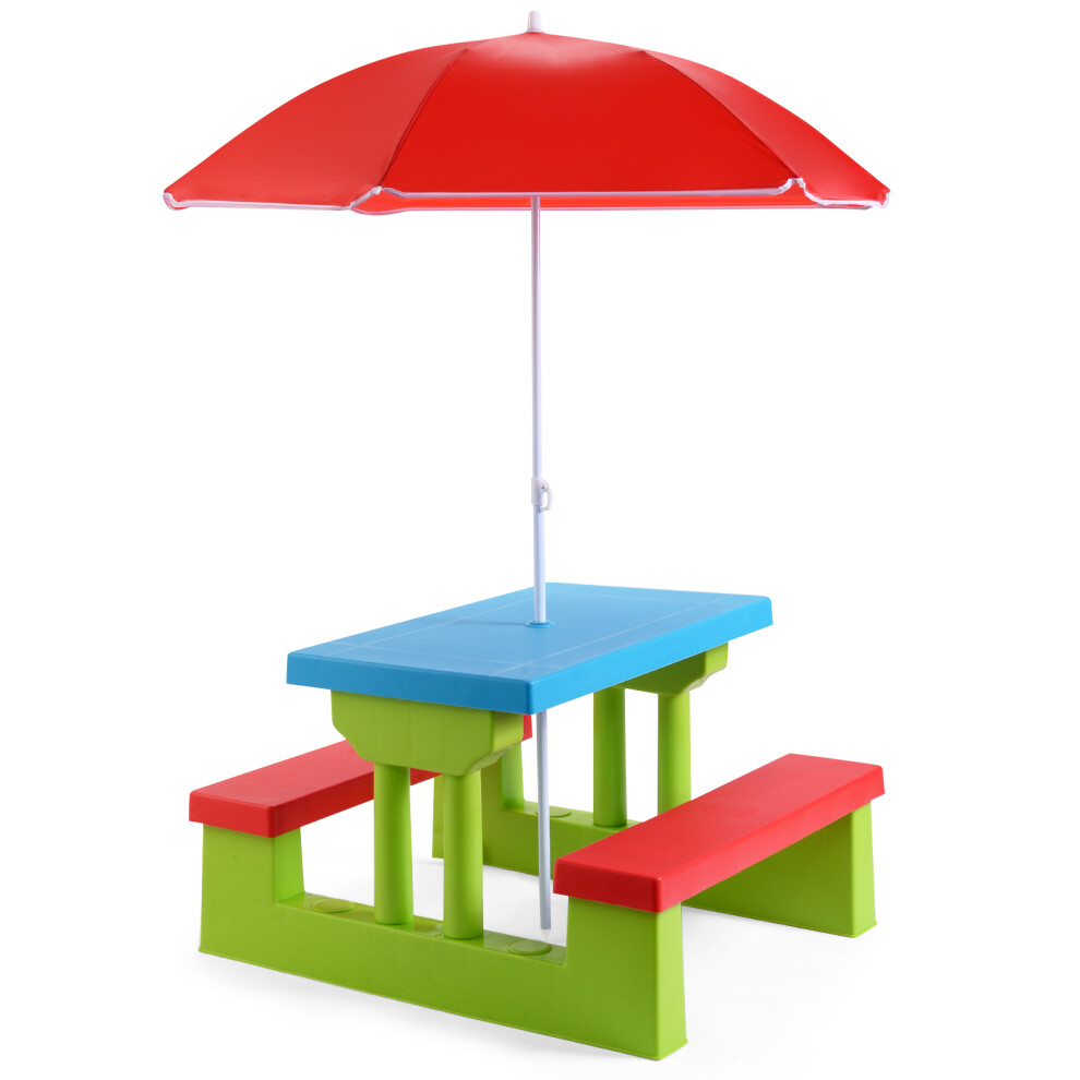 Colorful Kids Picnic Table Set w/Removable Umbrella Indoor & Outdoor