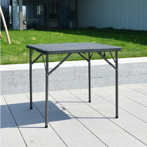 (80cm ) Black Rattan Design Square Folding Table 2