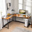 Costway L-Shaped Corner Computer Study Table Workstation Office Wood Desk 7