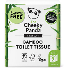 The Cheeky Panda Bamboo Toilet Paper 9 Rolls of Toilet Paper Plastic Free Packaging and Sustainable Toilet Tissue 100% Compostable