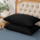 (PLAIN PILLOWCASE PAIR, BLACK) Plain Duvet Quilt Covers Reversible Bedding Set 1