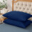 (PLAIN PILLOWCASE PAIR, NAVY) Plain Duvet Quilt Covers Reversible Bedding Set 1
