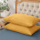 (PLAIN PILLOWCASE PAIR, OCHRE) Plain Duvet Quilt Covers Reversible Bedding Set 1