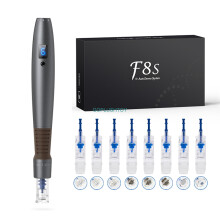(Pluma de microneedling F8S con 10 cartuchos) Kit de Dermapen inalámbrico automático F8S