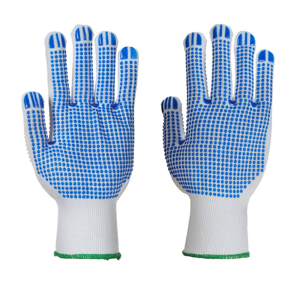 (White/Blue, M) Portwest Polka Dot Plus Glove