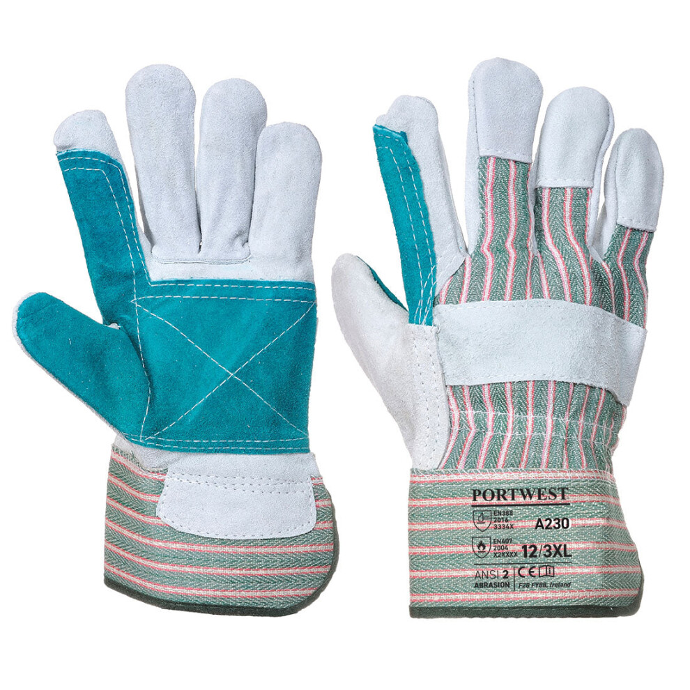 (Grey/Blue, 3XL) Portwest Double Palm Rigger Glove