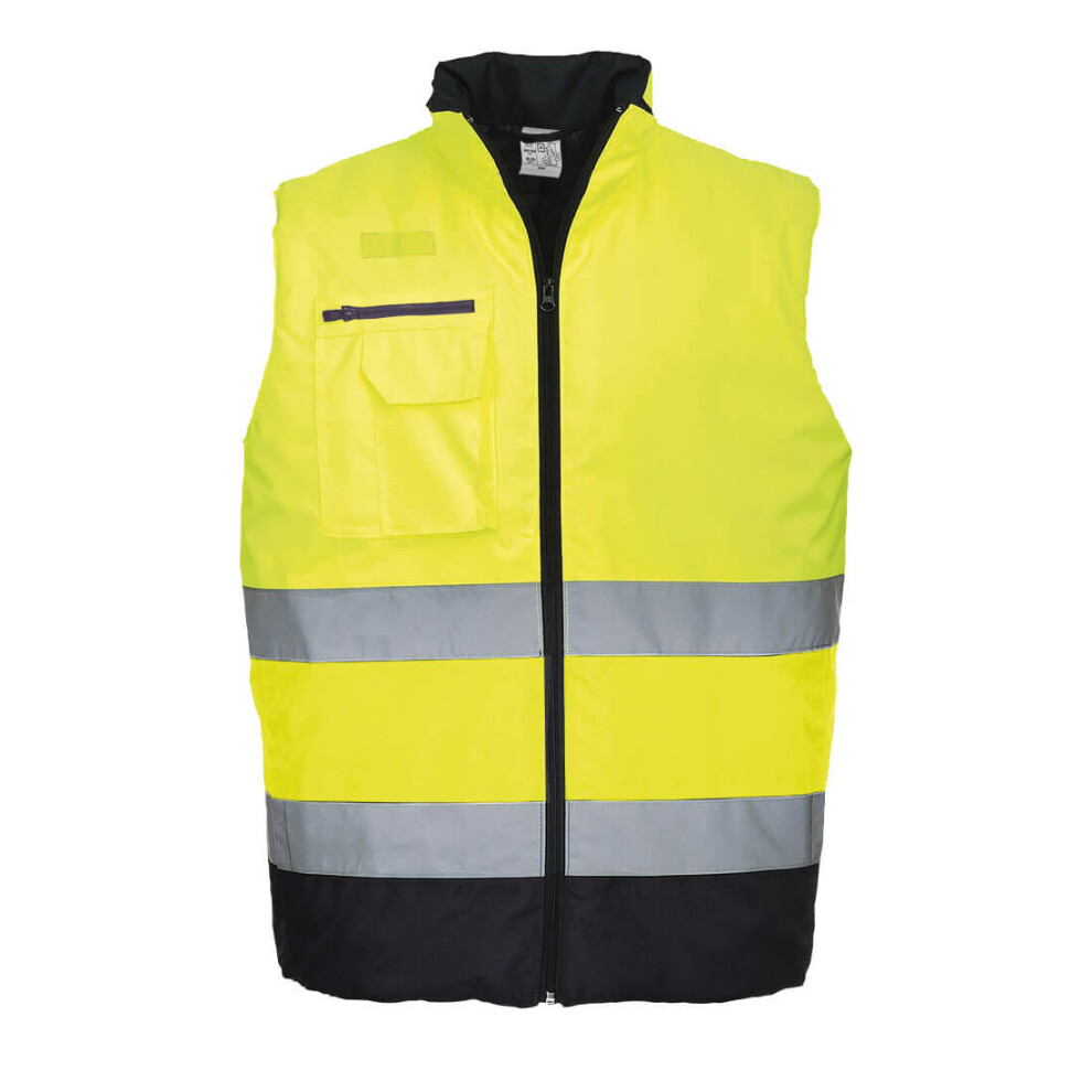 (Yellow/Navy, S) Portwest Hi-Vis Two Tone Bodywarmer