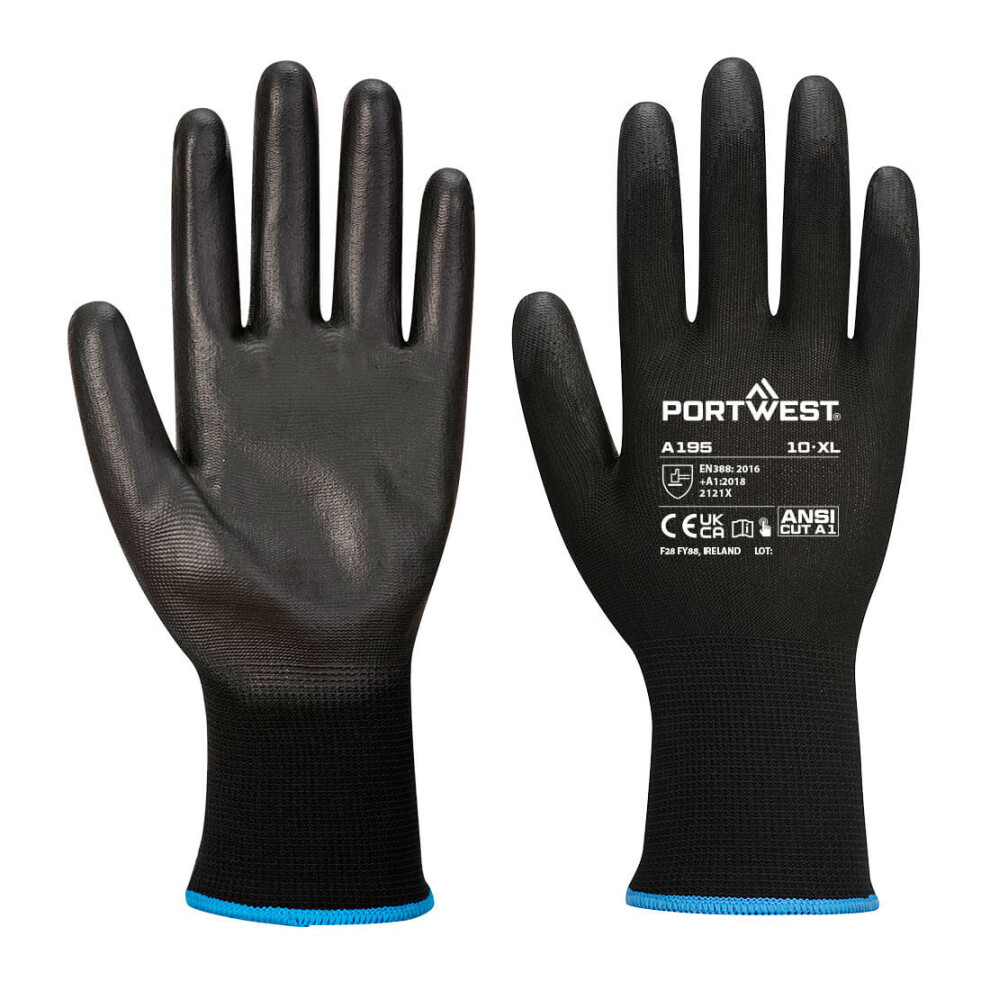 (Black, M) Portwest PU Touchscreen Gloves