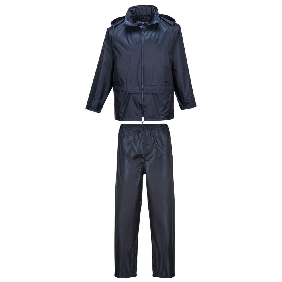 (Navy, 3XL) Portwest PVC Coated Rain Suit