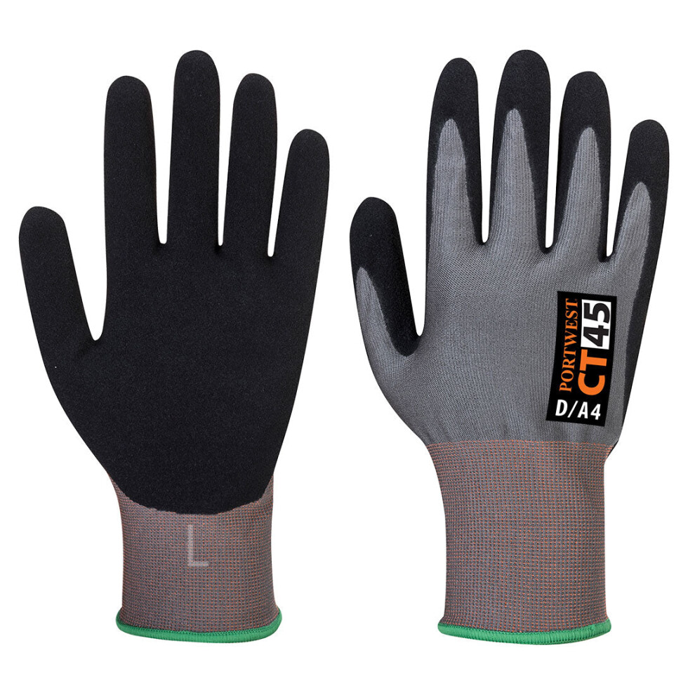 (Grey/Black, L) Portwest CT HR Nitrile Foam Gloves