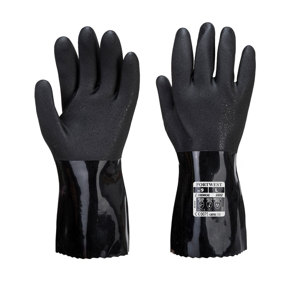 (Black, S) Portwest ESD PVC Chemical Gauntlet