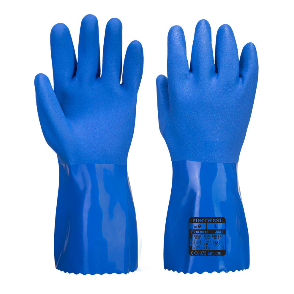 (Blue, S) Portwest Marine Ultra PVC Chem Gauntlet