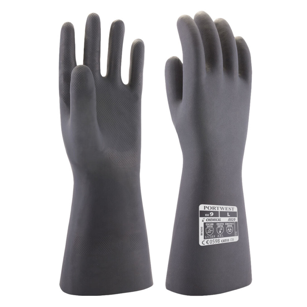 (Black, XL) Portwest Neoprene Chemical Gauntlet