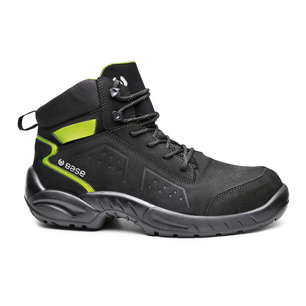 (Black/Green, UK 10) Base Chester Top Safety Boots S3 SRC