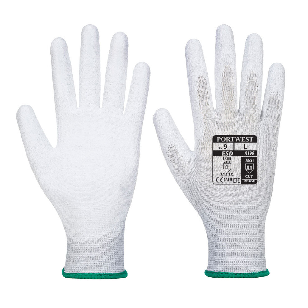 (Grey, XXS) Portwest Antistatic PU Palm Glove