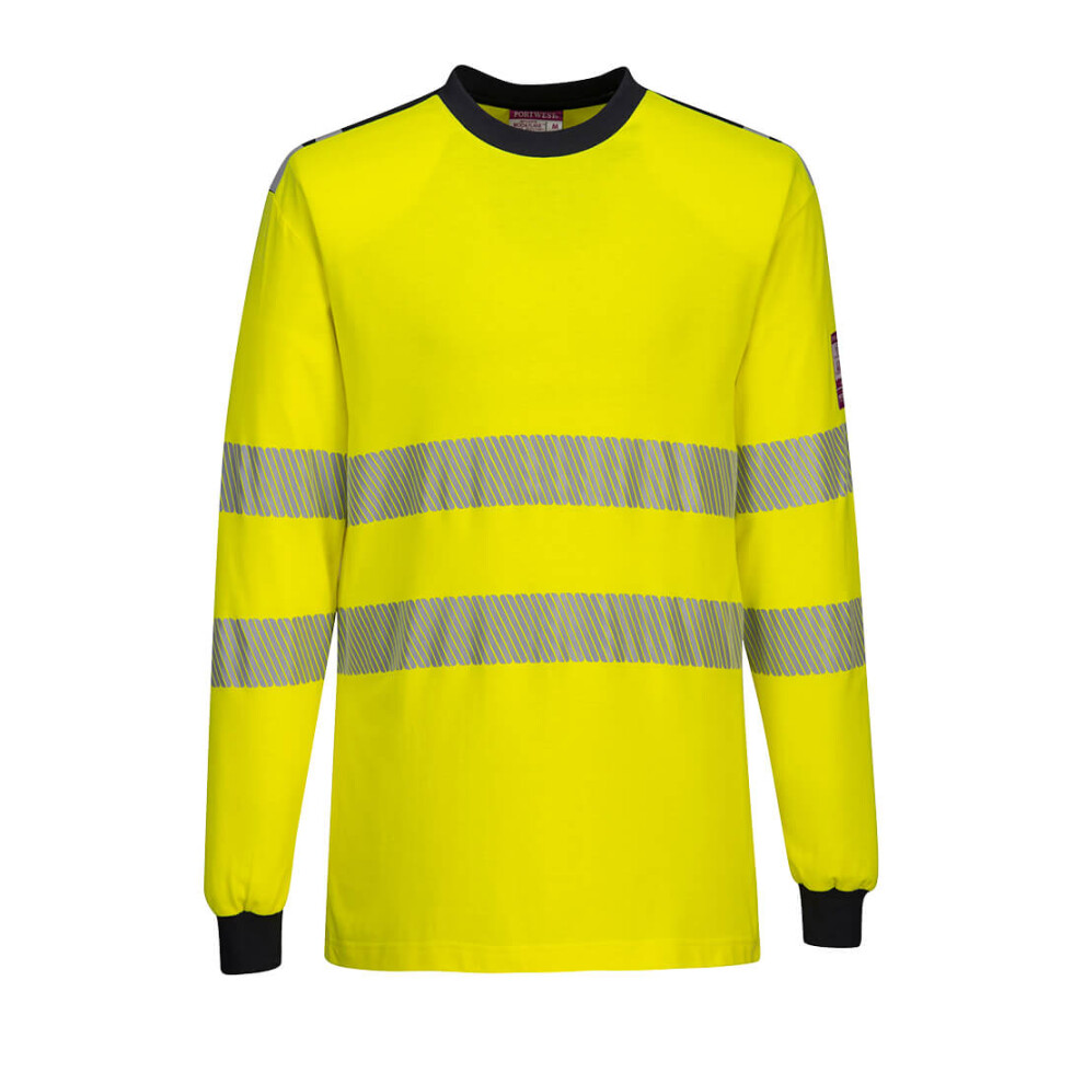 (Yellow/Navy, S) Portwest WX3 Flame Resistant Hi-Vis T-Shirt