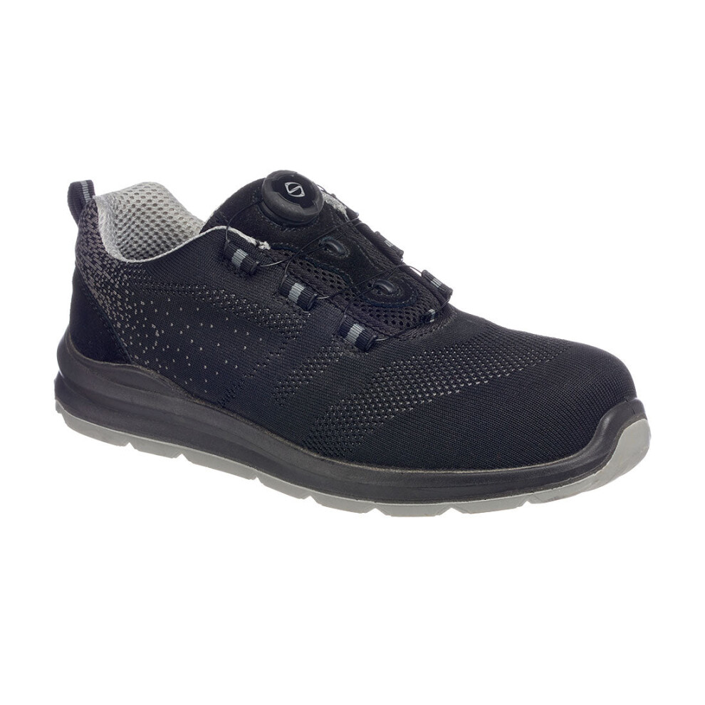 (Black/Grey, UK 3.5) Portwest Compositelite Wire Lace Safety Trainer Knit S1P