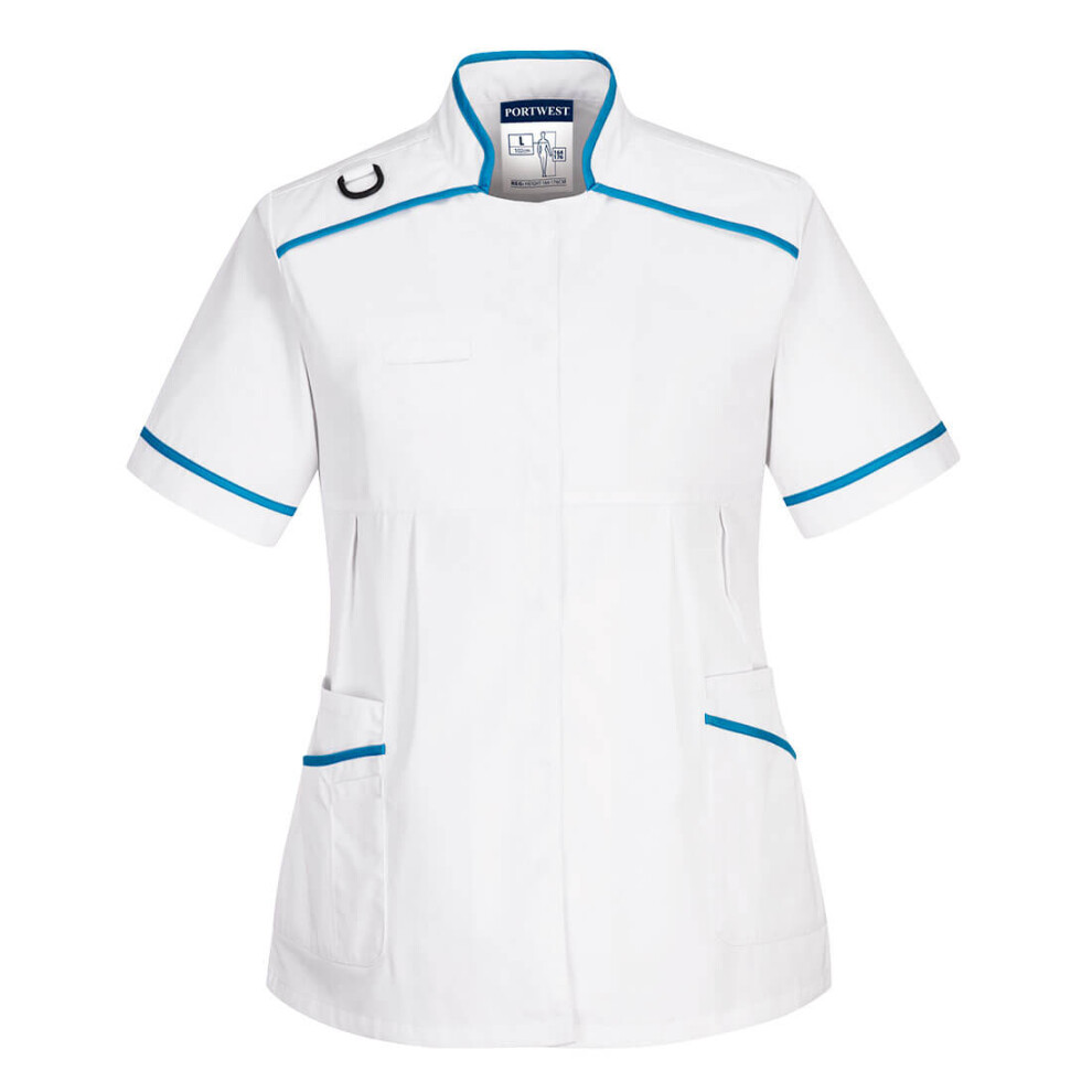 (White/Aqua, XXL) Portwest LW22 Women's Medical Maternity Tunic