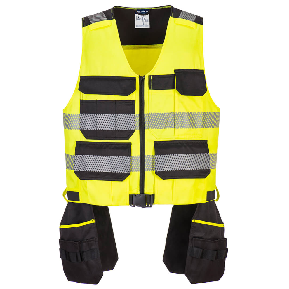 (Yellow/Black, 3XL) Portwest PW3 Hi-Vis Class 1 Tool Vest